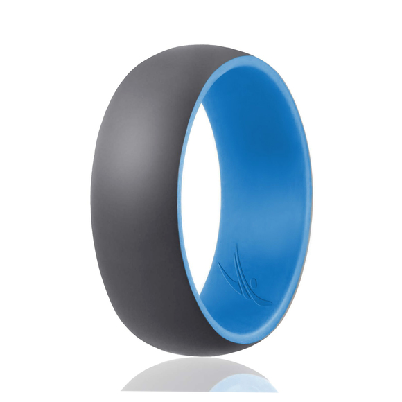 Silicone Wedding Ring - Duo Collection Dome Style - Light Blue-Grey by ROQ - Picture 1 of 3
